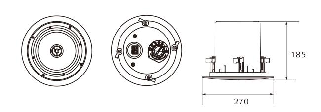 帶后罩型吸頂揚(yáng)聲器尺寸圖