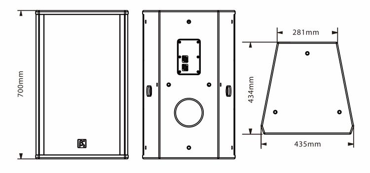 兩單元兩分頻全頻揚(yáng)聲器尺寸圖