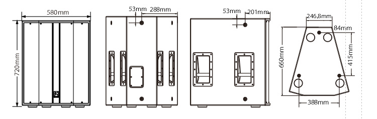 內(nèi)置/外置3分頻15英寸同軸全頻揚聲器系統(tǒng)尺寸圖