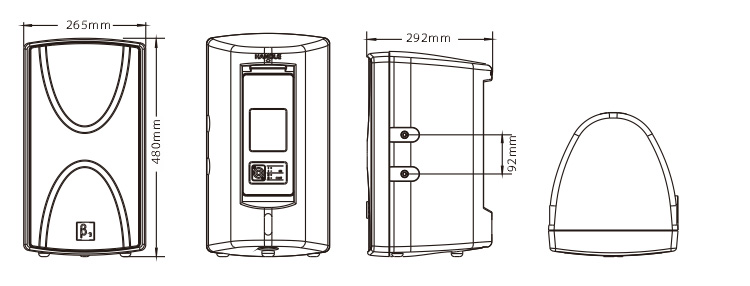 內(nèi)置3分頻8英寸同軸無源全頻揚聲器尺寸圖