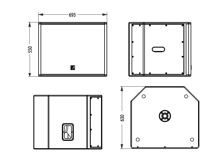 單18英寸無源低頻揚(yáng)聲器尺寸圖