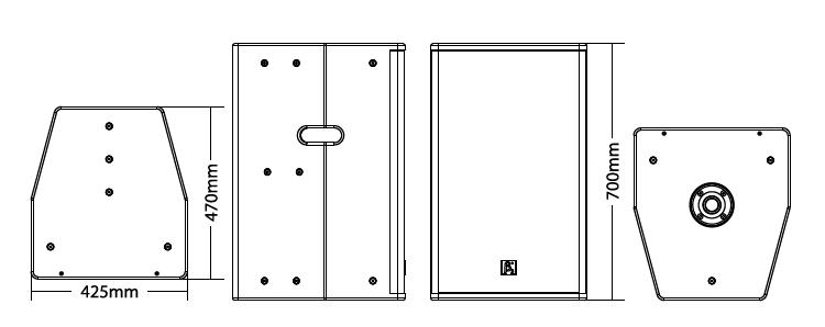內(nèi)置2分頻15英寸全頻揚(yáng)聲器尺寸圖