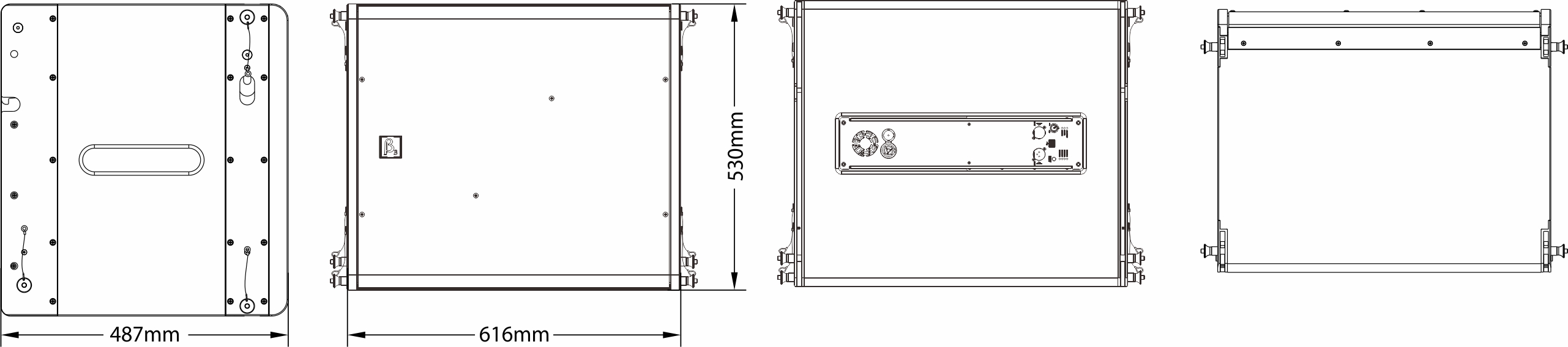 雙12英寸有源低頻線性陣列揚聲器尺寸圖