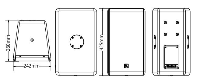 無源烤漆木質(zhì)音箱尺寸圖