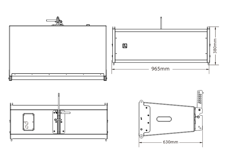 2路雙12寸線性陣列揚(yáng)聲器系統(tǒng)尺寸圖