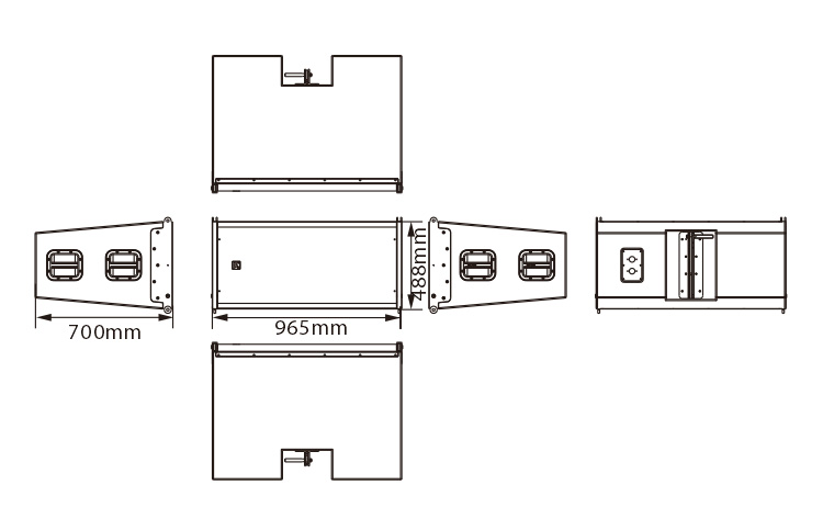 雙15英寸防水低頻線性陣列揚(yáng)聲器尺寸圖