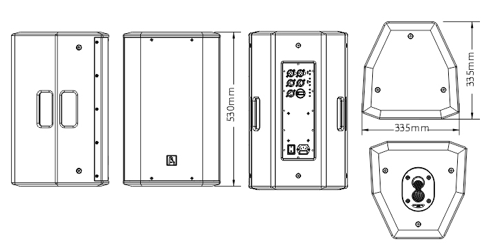 兩分頻有源全頻揚聲器尺寸圖
