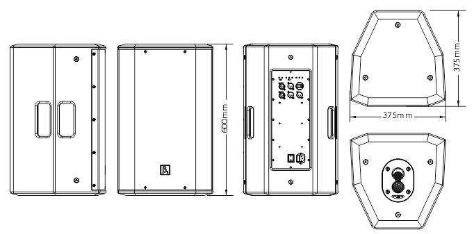 兩分頻有源全頻揚(yáng)聲器尺寸圖