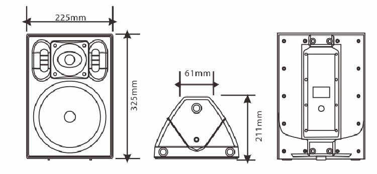 6寸2路全頻塑膠多功能揚(yáng)聲器尺寸圖